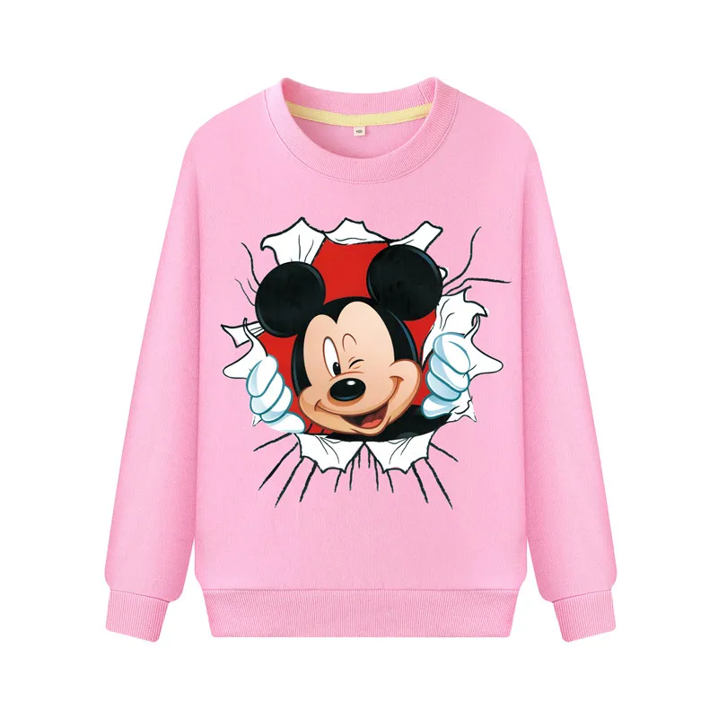 Г. Весенние розовые толстовки для девочек с принтом Микки Мауса; Детский свитер с длинными рукавами; костюм; детский пуловер; пальто для мальчиков; DZ031