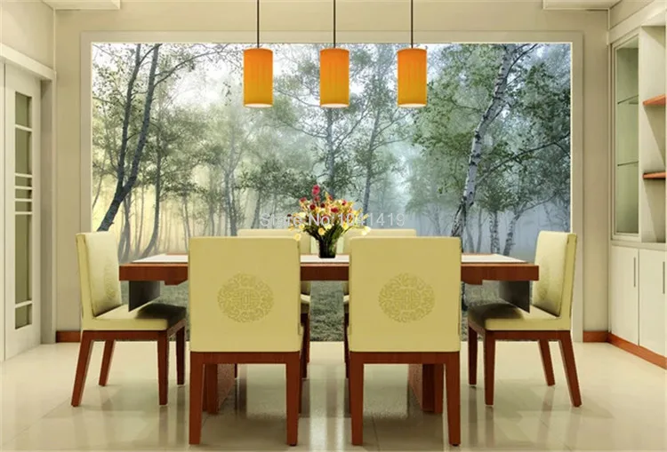 Фото обои 3D зеленый лес природа пейзаж фрески гостиная ТВ диван исследование фон стены задыхаясь Papel де Parede 3D Sala