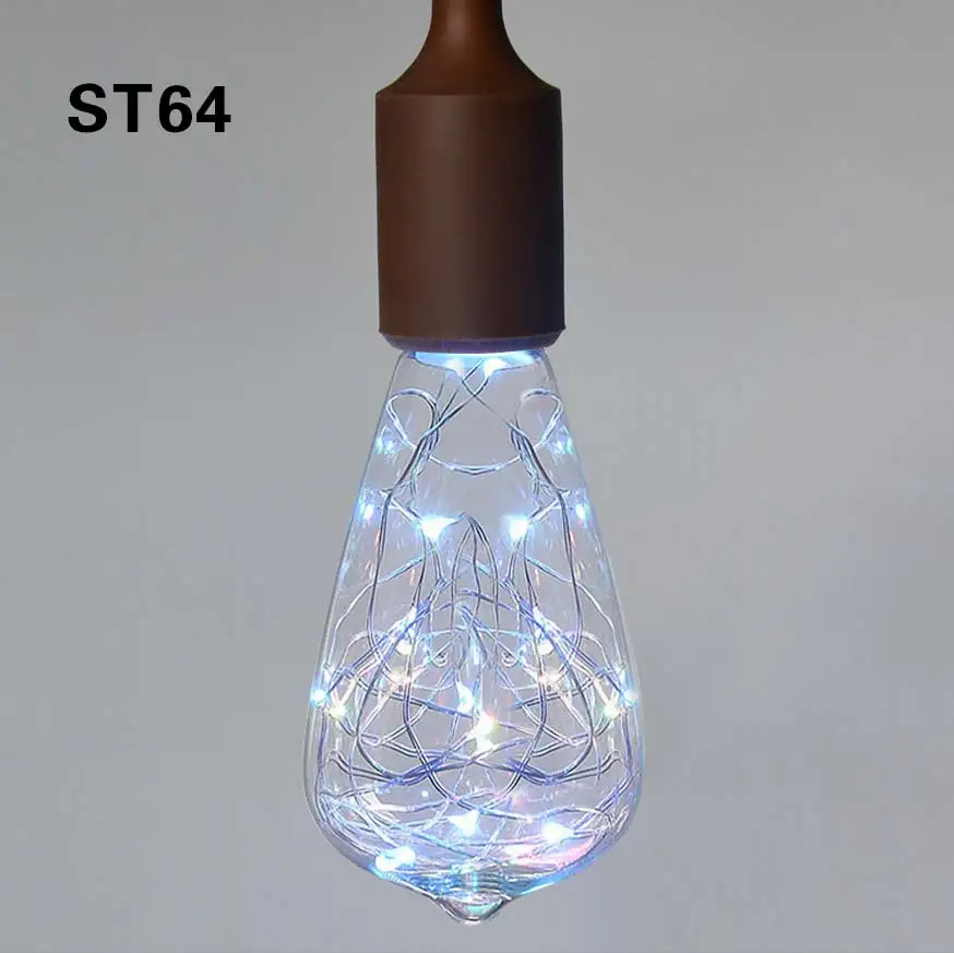 Винтажный светодиодный светильник Эдисона E27 85 V-265 V, Ретро лампа, светильник накаливания, медная проволока, светильник накаливания, лампада, Декор, праздничный светильник - Цвет: ST64 RGB