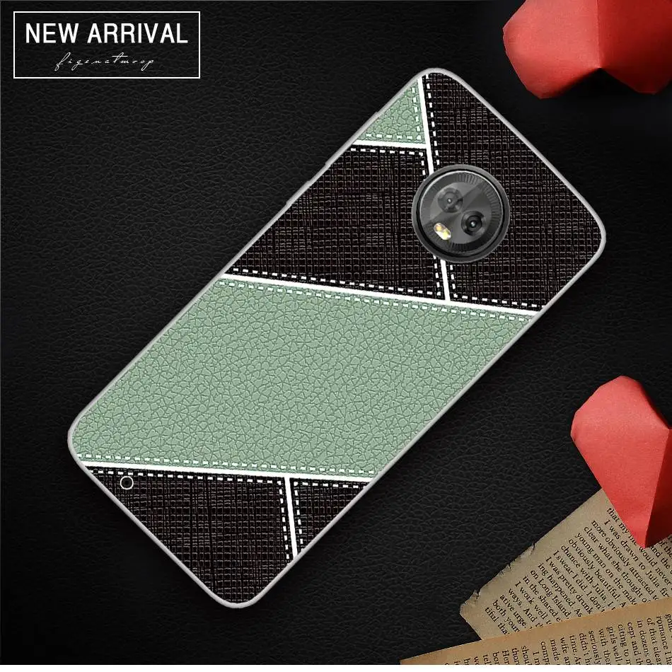 ASTUBIA For Motorola Moto G6 Case Silicone Imitation Leather Geometric figure Cover |