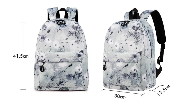 WINNER Women Backpack Chinese Ink And Wash Painting Lotus Flower Backpack Teenage Girls School Bag Travel Mochila Escolar (9)