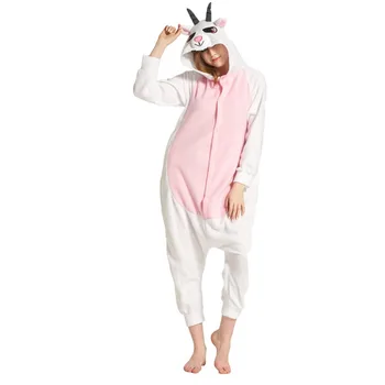 

Polar Fleece Animal Goat Onisie Kigurumi Costume Unisex Adult Pajama Cosplay Jumpsuit Sleepwear