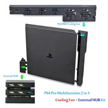 Yoteen аксессуары комплект для PS4 Pro Mulitfunction 2 в 1 комплект холодные вентиляторы охлаждения 5 Внешний USB хаб для sony Playstation 4 Pro