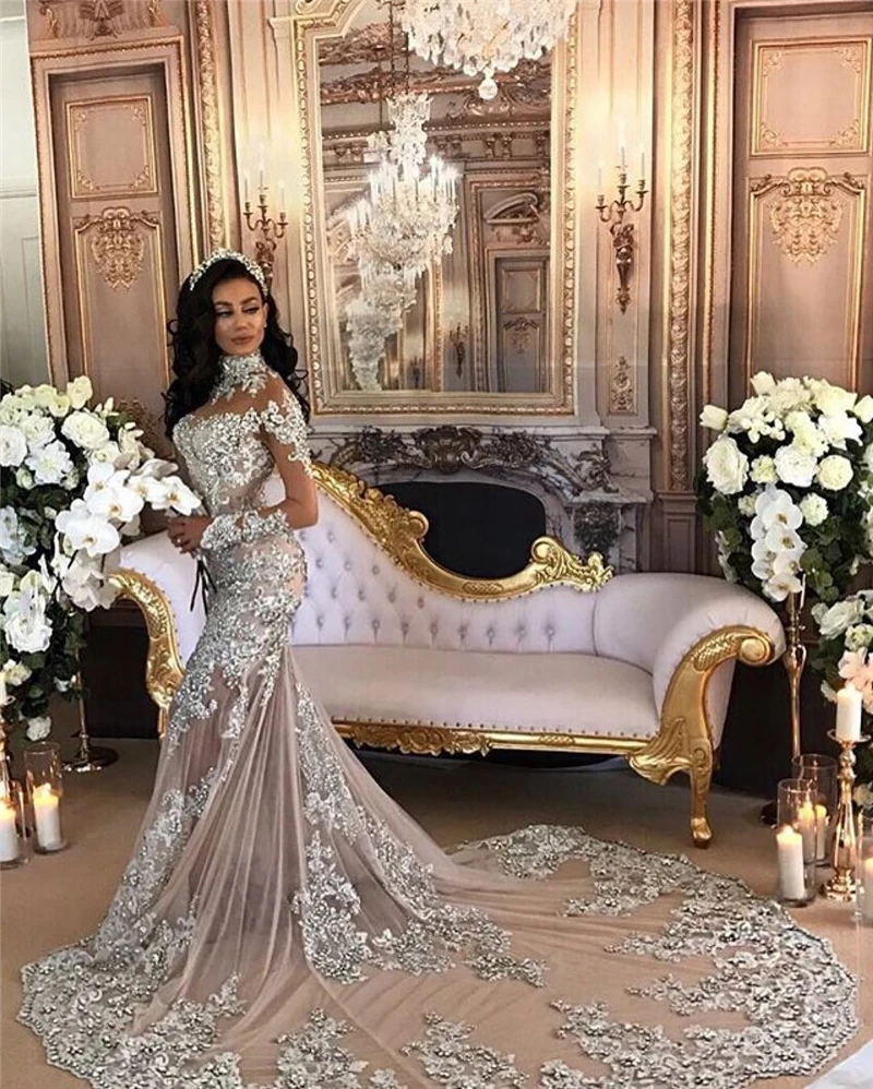 Luxury-Sexy-Mermaid-Wedding-Dresses-with-Detachable-Train-Lace-Appliques-Rhinestone-Bridal-Gowns-Removable-Skirt-High (2)