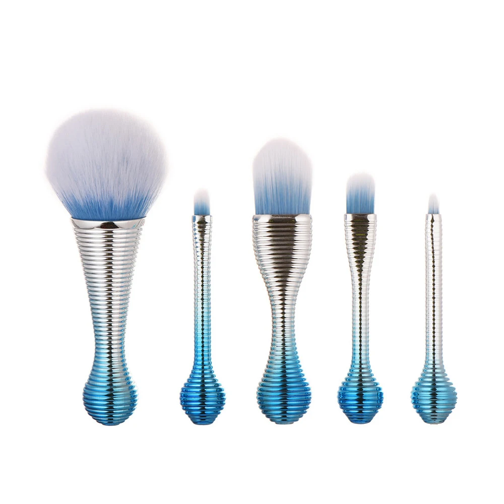 

BBL 5pcs Lollipop Blue Makeup Brushes Set Reals Silky Pro Professional Tiny Face Eye Shadow Lip Contour Foundation Blusher Brush