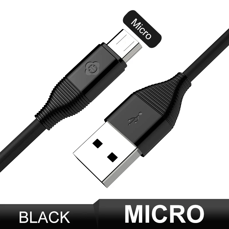 TOTU USB кабель для iPhone XS Max XR X 8 Быстрая зарядка зарядное устройство USB-C Шнур Micro usb type C кабель для Android мобильного телефона - Цвет: Black Micro