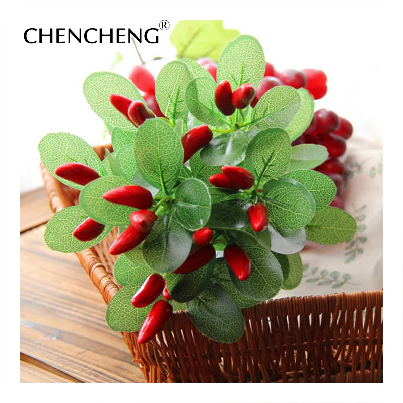 

Artificial Flower Fake flower Plant Garden Flowering Branch Pepper Fruit Red flowering branch CHENCHENG