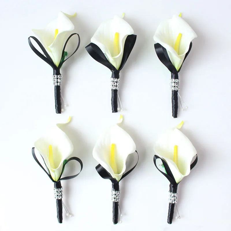 white black wedding boutonniere  (1)
