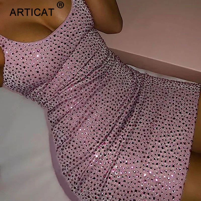 Articat الماس الرسن مثير فستان صيفي المرأة أكمام عارية الذراعين Bodycon البسيطة حزب اللباس قصيرة عارضة نادي شاطئ اللباس 2019 Articat الماس الرسن مثير فستان صيفي المرأة أكمام عارية الذراعين Bodycon البسيطة حزب اللباس قصيرة عارضة نادي شاطئ اللباس 2019