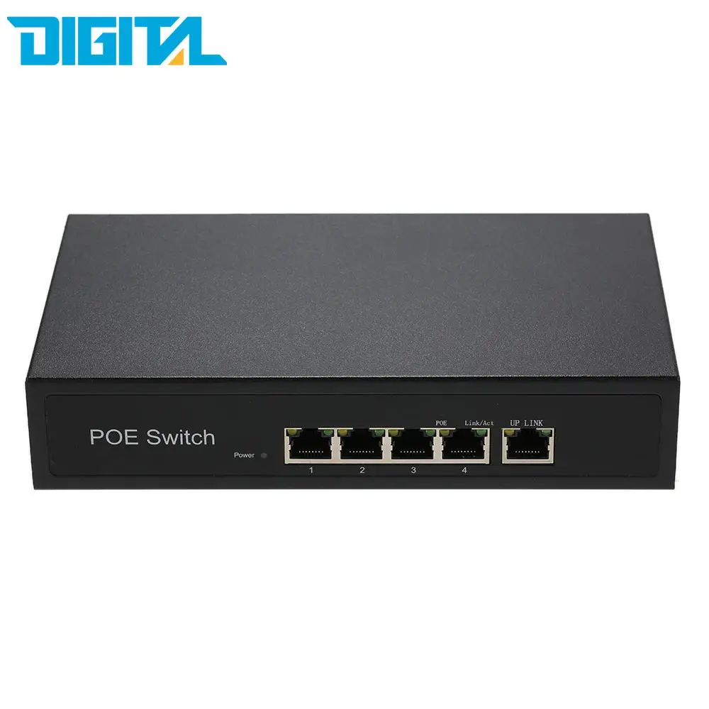 PoE выключатель инъектор 1 + 4 порта 10/100 Мбит/с питание через Ethernet IEEE 802.3af для камер AP