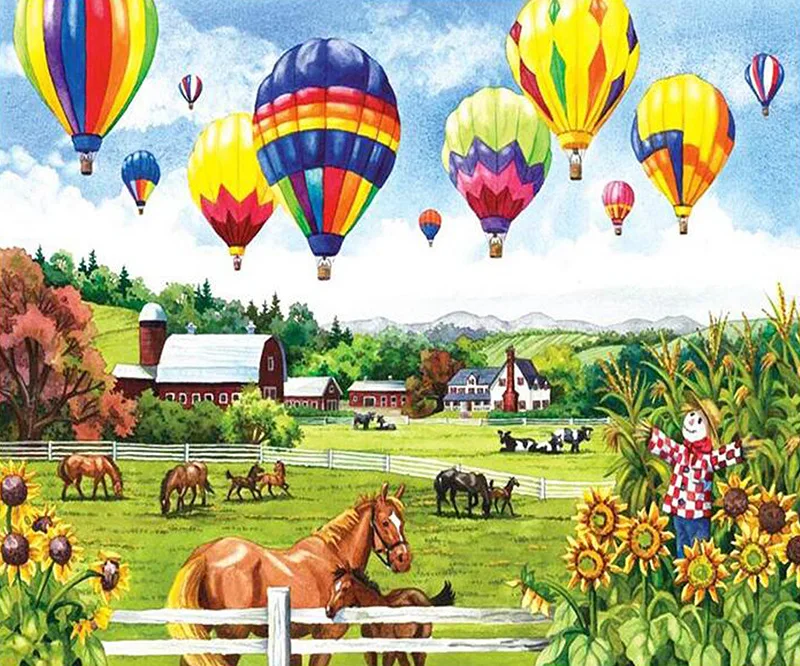 

DIY Diamond Painting Scenery hot air balloon Square/ Round Diamond embroidery Cross stitch crystal Wall Painting gift