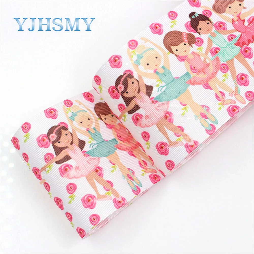 

YJHSMY I-18428-25 10 yard 75 mm Color Cartoon Printed grosgrain ribbons,DIY handmade Hair accessories Material wedding gift wrap