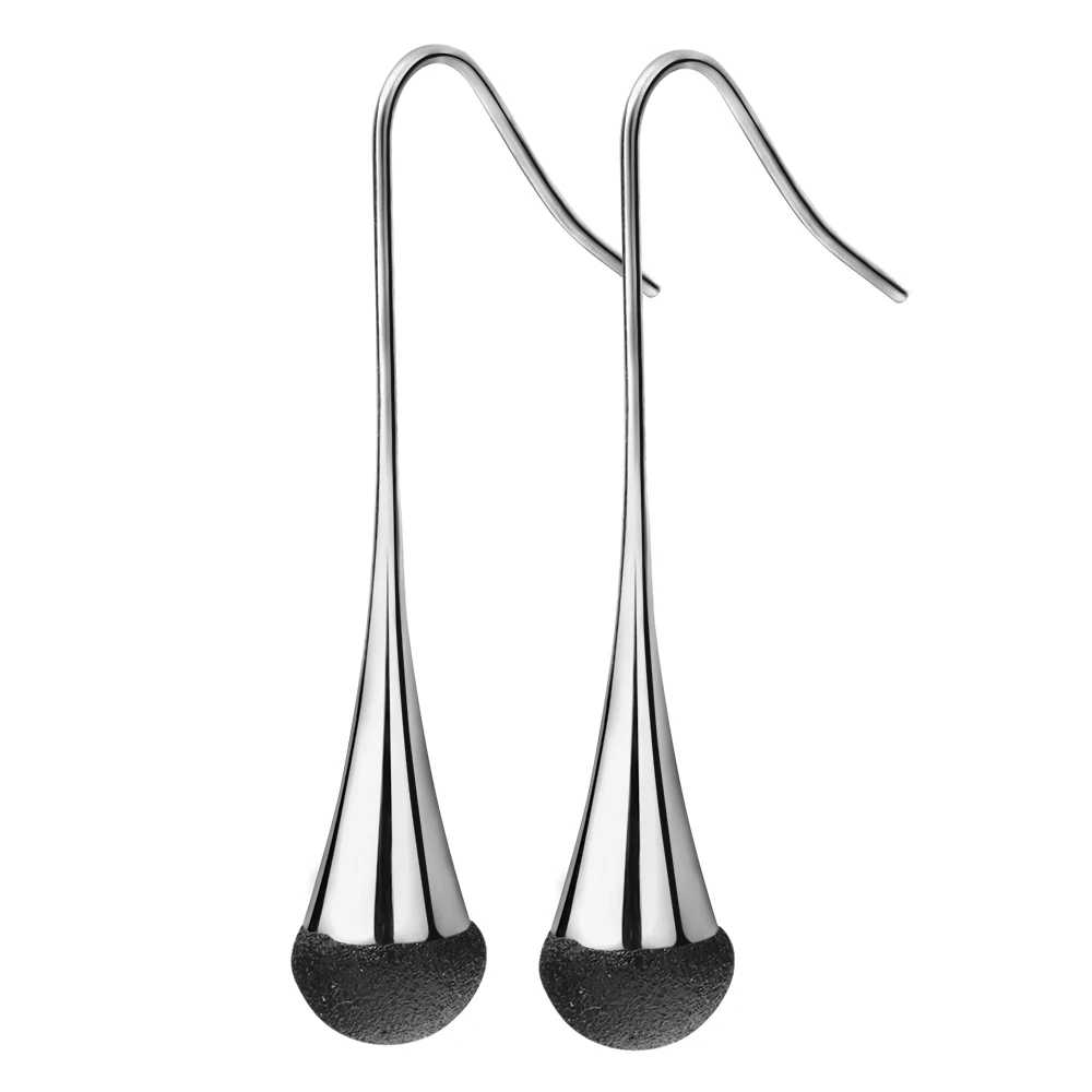 

Wholesale High Quality Rose Gold-Color Stainless Steel Frosted White/Black Drop Earrings Woman Fashion Jewelry