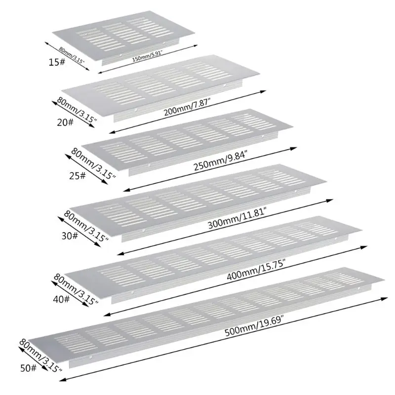 Grille de ventilation aluminium emboutie - pose applique / vis