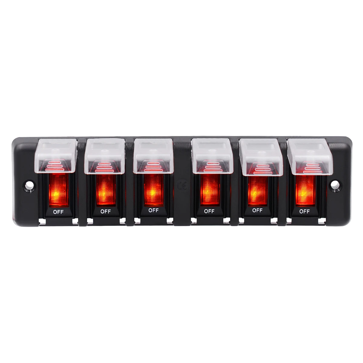 

6 Gang DC 12V Waterproof Rocker Circuit Breakers Button Toggle Switch Panel For Car Boat