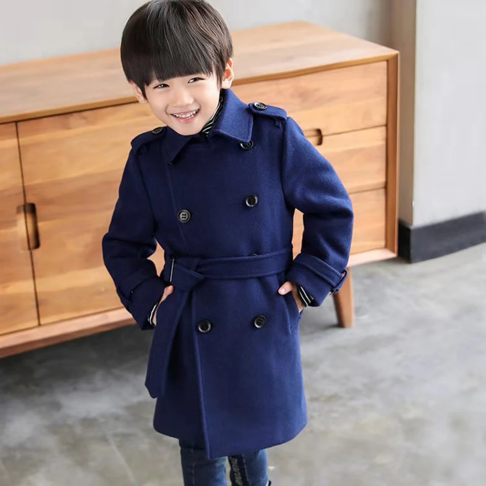 

New Style Baby Boys Clothes Autumn Winter Children Clothing Jackets Coat Solid Color Baby Boy Quality Warm Turn-down Wool Coats