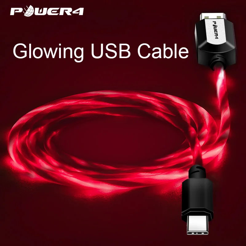 USB кабель Power4 для iPhone со светящимся светодиодным шнуром зарядки|Кабели мобильных