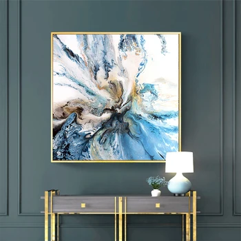 

WANGART Minimalist Art Giclee Print Abstract Blue Bold Art Coastal Landscape Wall Pictures For Living Room Home Decor JY598