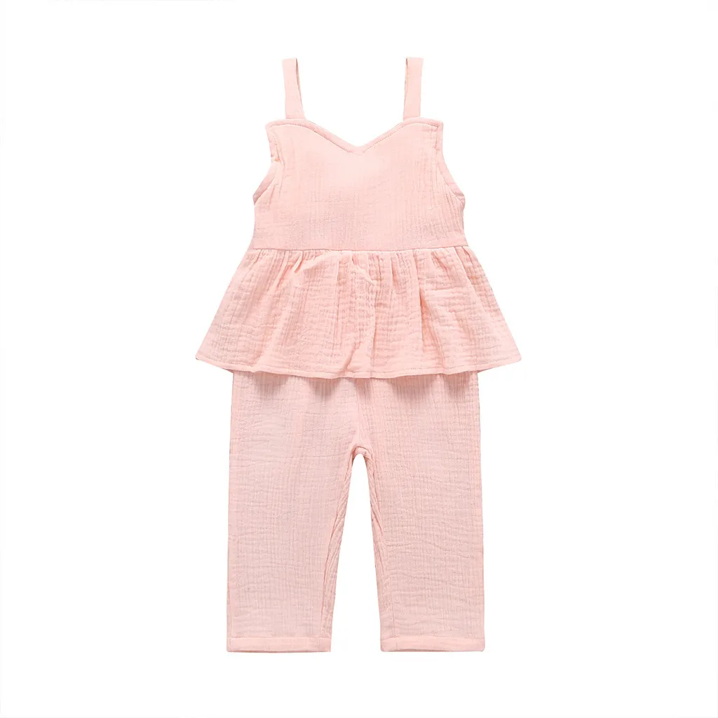 

Toddler Baby Girls Sleeveless Backless Ruffles Solid Jumpsuit Romper Clothes F4