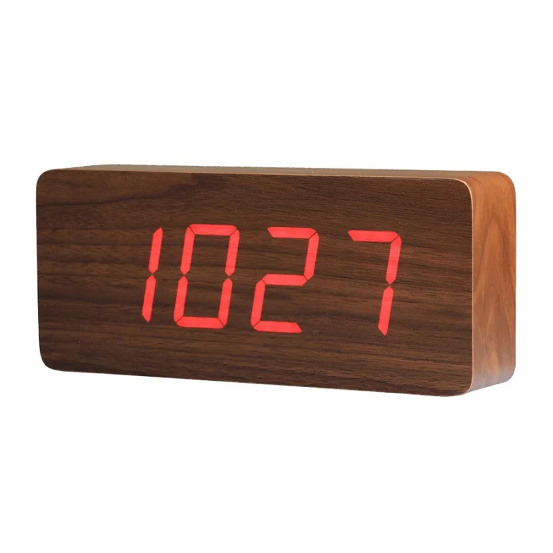 

Large size(21x9cm) Wooden Alarm Clocks,Sound Control Wood Led clocks,Modern Design Digital Desk&Desktop LED Digital Alarm Clock