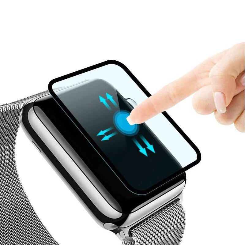 3D полное покрытие закаленное Стекло Экран протектор для Apple Watch 38 мм/42 мм Iwatch Applewatch черные края 9 H изогнутый защитная пленка
