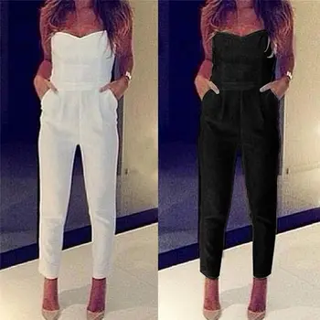 

Womens Jumpsuit Women Sexy High Waist Slim Solid Pocket Long Jumpsuits Overalls Pant