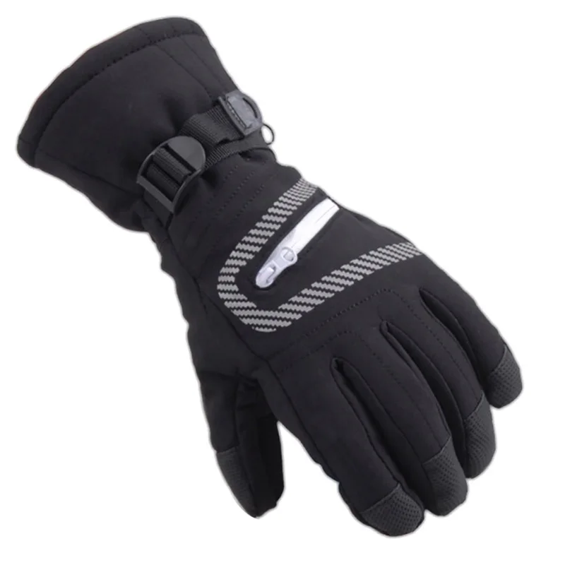 Мужские лыжные перчатки флисовые перчатки для сноуборда снегоходы мотоциклетные зимние перчатки ветрозащитные водонепроницаемые унисекс Зимние перчатки - Цвет: Черный
