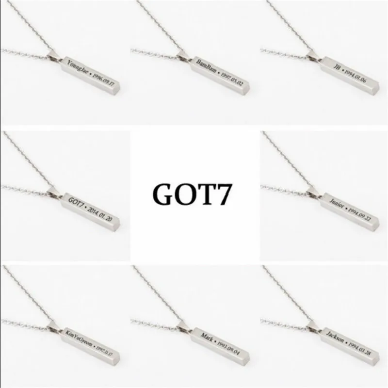 

GOT7 Stainless steel Same Style Titanium Steel Vertical Bar Necklace Hip Hop