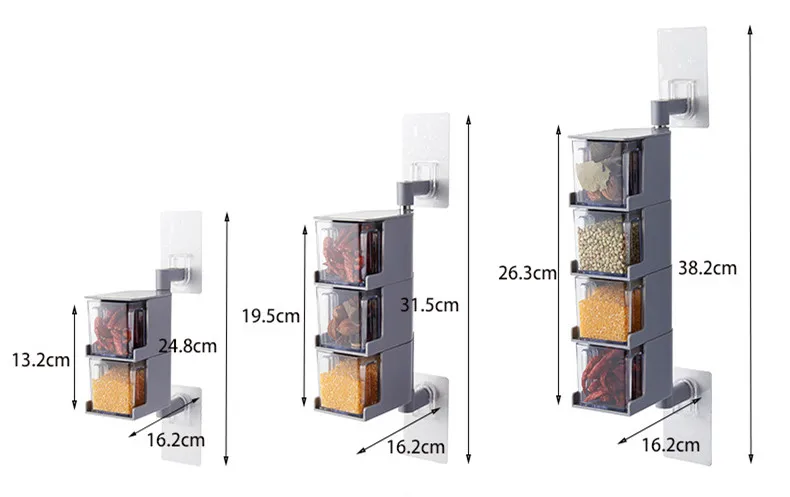 Креативная настенная Поворотная кухонная коробка для хранения многослойная без следов паста коробка для приправ и специй коробки