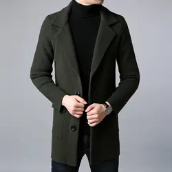 2018 новые модные куртки Для мужчин s Кардиган осень-зима Trend уличной пальто Длинные Slim Fit корейский Повседневное пальто Для мужчин Костюмы
