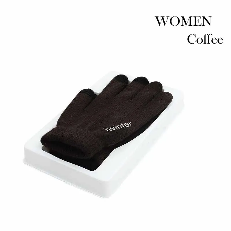 Зимние теплые перчатки, вязаные перчатки для сенсорного экрана, Нескользящие перчатки для вождения, шерстяные jxj-128 - Цвет: WOMEN Coffee