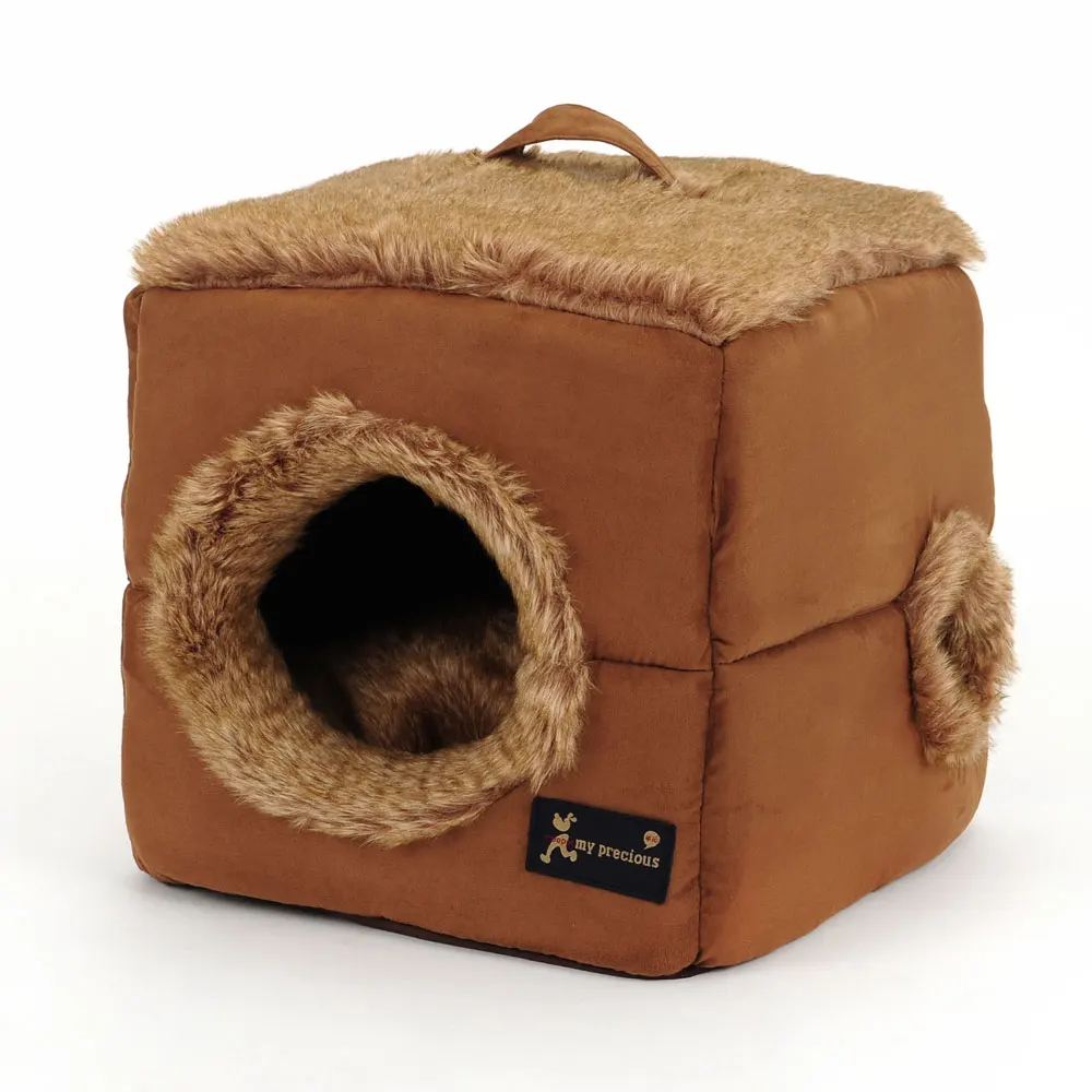 Hoopet кошка палатка кровать Двусторонняя плюшевая подушка водонепроницаемый дно мягкий котенок кошка дом котенок спальный мешок