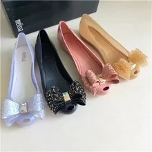 Melissa/женские прозрачные сандалии с бантом; коллекция года; летние сандалии для родителей и детей; женская прозрачная обувь; мягкая обувь; 22,5-24,5 см