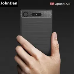 Johndan чехол для Sony Xperia XZ1 углерода Волокно ворсованной текстурой ультра тонкий Тонкий силиконовый чехол для Xperia XZ1 XZ 1 задняя крышка