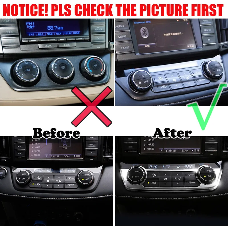 Для Toyota RAV4 2013 хромированная центральная консоль AC кнопка включения панель кондиционер Вентиляционное управление крышка отделка