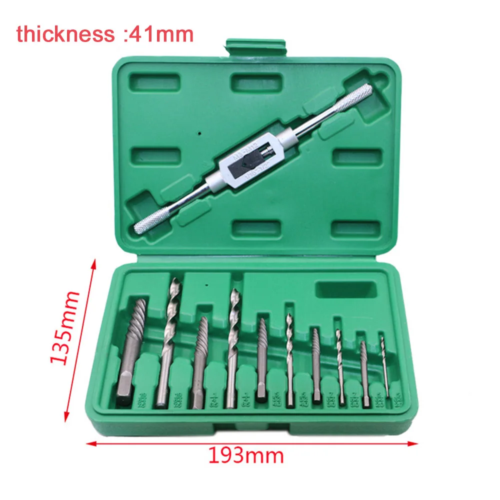 11PCS/Box Screw Extractor Broken Bolt Remover Drill Guide Bits Set With Holder Frame Tools Size 3mm-10mm