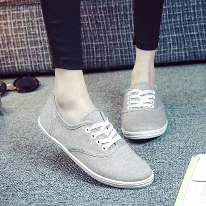 

Women canvas shoes women flat shoes 2017 new fashion Solid color women shoes ladies shoes 12 colors