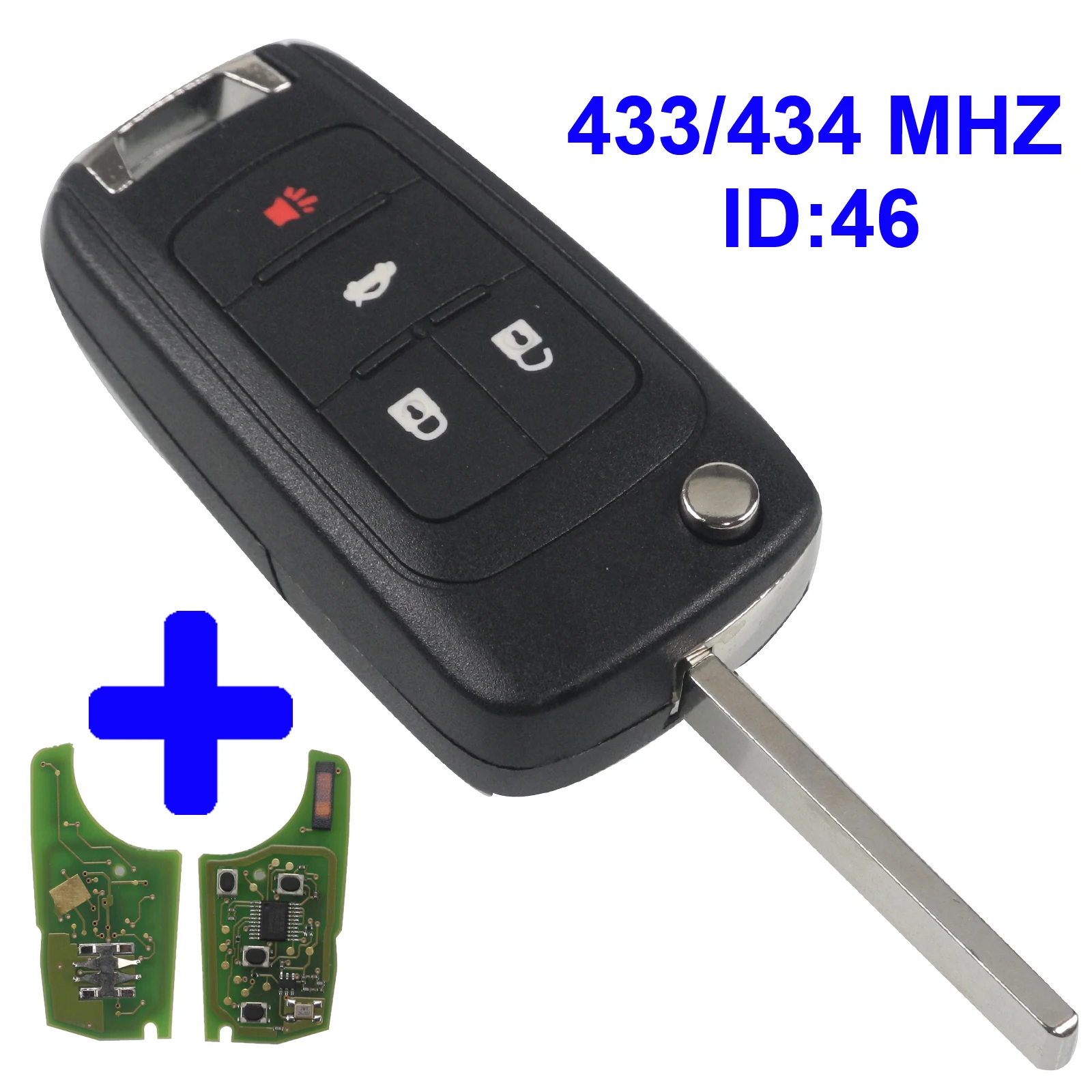jingyuqin 2/3/4 БТН флип дистанционного управления автомобилей Key Shell PCF7937E 433MHz W / Чип ID46