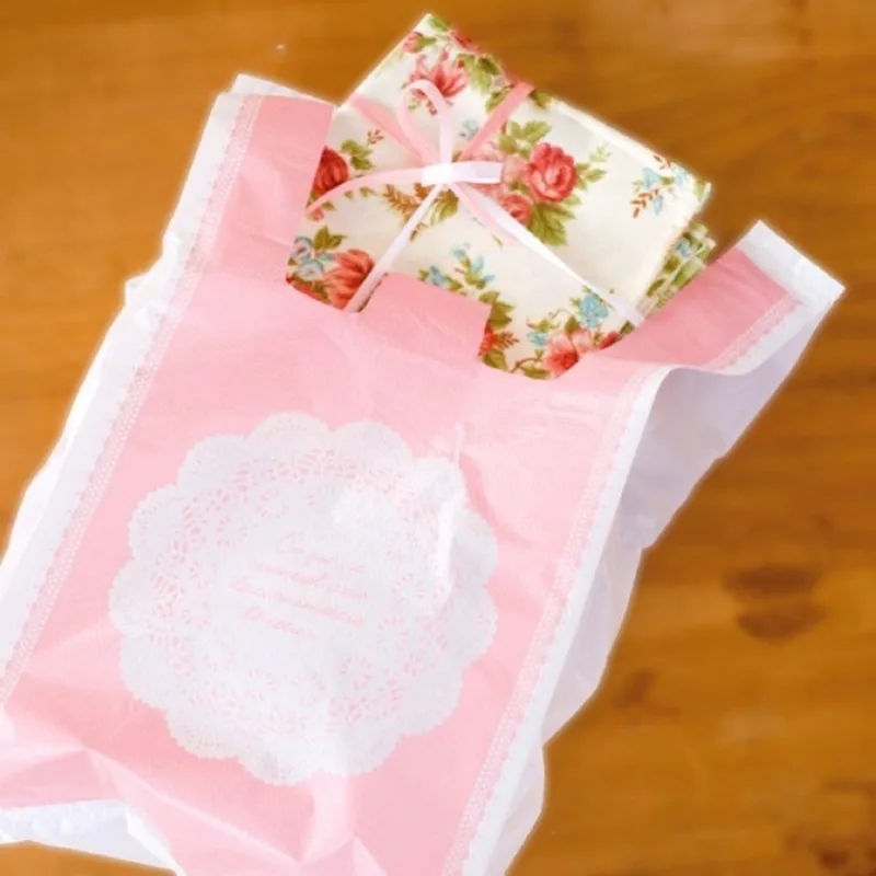 

Pink Lace Plastic Gift Carrier Bag Christmas Shopping T Shirt Bags