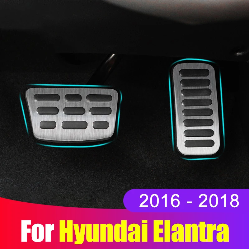 

Aluminum alloy Car Accelerator Pedal Brake Pedals Non Slip Pedal Pads Cover AT For Hyundai Elantra Avante AD 2016 2017 2018 2019