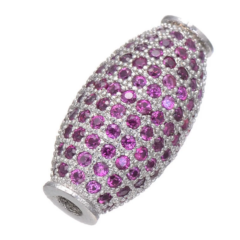 

DIY Colorful CZ Silver Spacer Beads 20*10mm Copper Crystal Oval Shape Lot Beads for Jewelry Making Bracelets Findings Wholesale