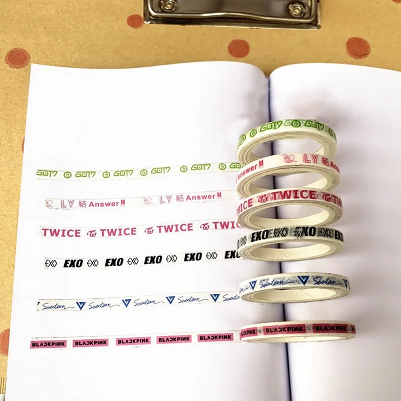 

Kpop TWICE WANNA ONE EXO BLACKPINK SEVENTEEN Cute Washi Tape Paper Masking Scrapbook Notebook Sticker