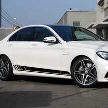 Édition 1 jupe latérale rayure autocollant autocollant pour Mercedes Benz classe C W205 coupé berline C63 C180 C200 E classe W213 AMG accessoires(China)