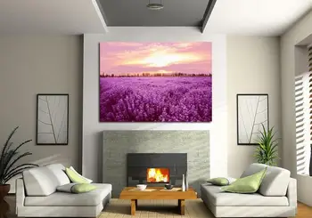 

1 Pcs Modern Flower Field Picture Wall Art Painting Still Life Lavender Canvas For Gift HD Print Picture Home Living Room Decor