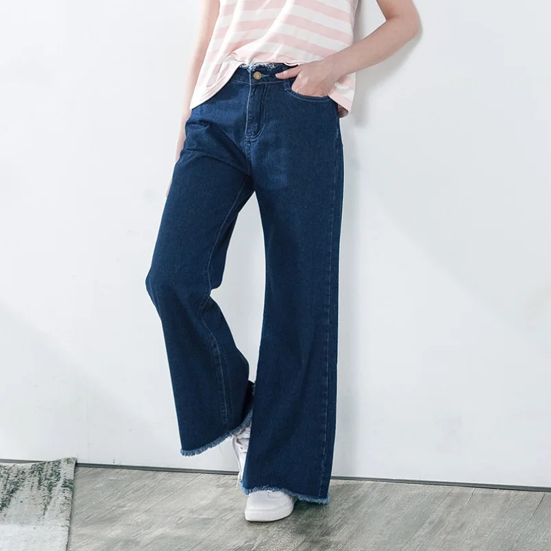 Vintage винтажные свободные джинсы с высокой талией женские модные джинсы с кисточками крошечные расклешенные повседневные Широкие джинсовые брюки