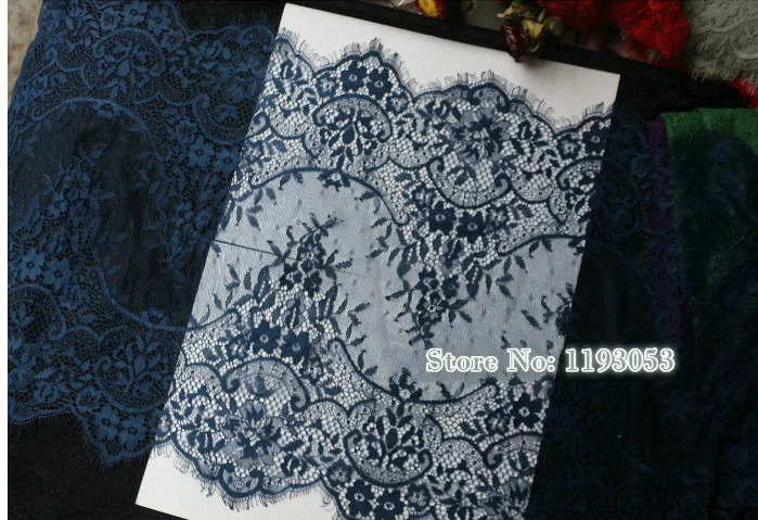3 м/лот вышивка кружевной ткани шнур 40 см французский Lash отделка гипюр Нигерийский Африканский свадебное платье DIY шарф нижнее белье аксессуары - Цвет: Navy blue