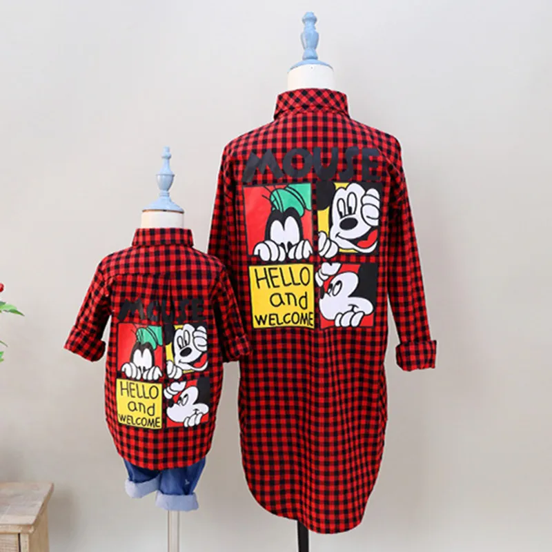 New fashion mom and Girls plaid font b blouse b font font b shirt b font