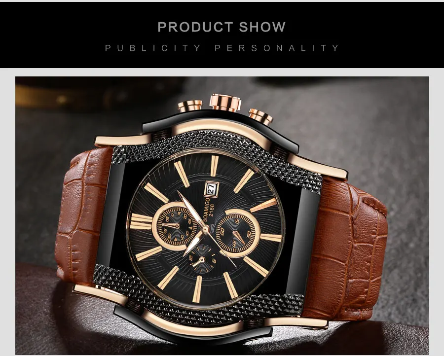 05High Quality Watches BOAMIGO Brand Mens Army Watch Leather Band Water Resistant Auto Date Relogio Masculino De Luxo Alloy Case   (9)