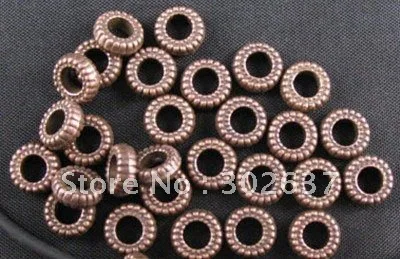 

FREE SHIPPING 360pcs Antiqued copper plt striate circle spacers A978C