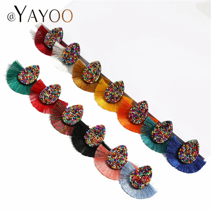 Colorful Beaded Tassel Earrings for Women Fashion Wedding Big Statement Female Fringe Hanging Earings Jewelry dangle earrings drop earrings pendant earrings long earrings crystal tassel earrings